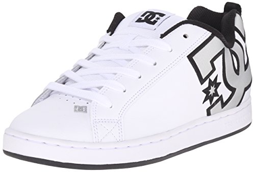 DC Women's Court Graffik Low Top Casual Skate Shoe, White/M Silver, 9