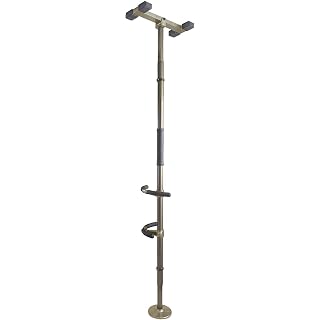 Signature Life Sure Stand Pole, Elderly Tension Mounted Floor to Ceiling Transfer Pole, Bathroom Safety Grab Bar and Stability Rail with Adjustable Curve Hand Grips and Padded Handle, Deep Bronze