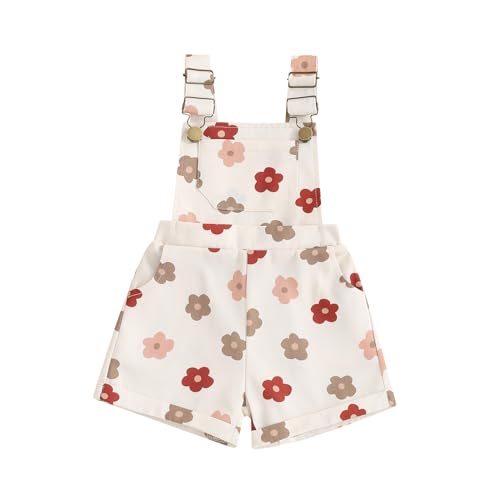 Image of Ayalinggo Toddler Baby Girl Sunflower Print Overalls Shorts with Pocket Suspender Trousers Cute Summer Clothing Outfit