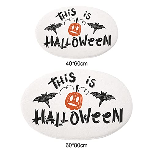Image of Printed Oval Halloween Doormat Decorative Mat Halloween Decor Area Rug 40x60cm