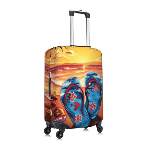 Flip Flop Sunset Beach Travel Luggage Cover Fits 18-32 Inch Luggage, Elastic Suitcase Cover Protector with Concealed Zipper for Wheeled Suitcase Tsa Approved3