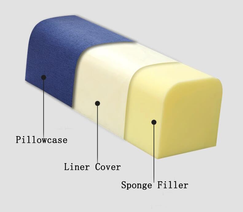 Cotton Linen Long Bolster Pillow Sofa Armrest Pillow Hand Support Rectangle Bolster Pillow for Legs Feet Knees Support (Beige White, 15×20×60CM/5.91