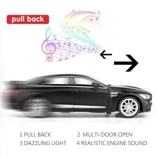 Image of 1:32 Scale Mercedes AMG GT63 Toy Car | Metal Pullback Diecast Car for Kids with Openable Doors, Sound, Light Effects Toy for Car Enthusiasts (Color As Per Available), Black