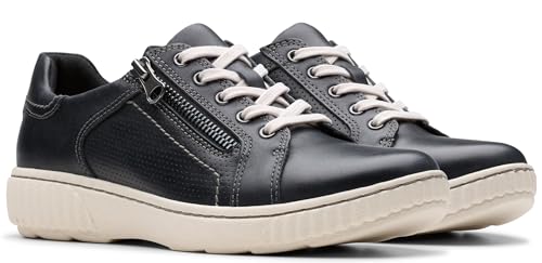 Clarks Clarks Women's Caroline Janna Leather Side Zip Fashion Sneaker, Black, 9