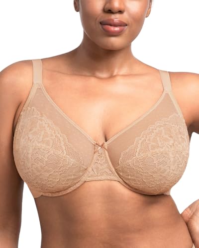 Image of HSIA Minimizer Bras for Women Enchante Full Coverage Underwire Bras Plus Size Lifting Floral Lace Bra for Heavy Breast