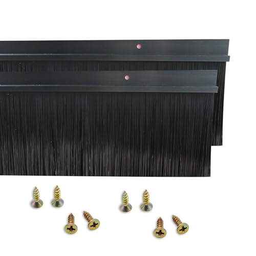 2 Stück Bürstendichtung Streifenbürste 1000mm x 100mm H-förmiger Aluminiumlegierungs-Halter Türdichtung Türbürste mit Nylonbürst