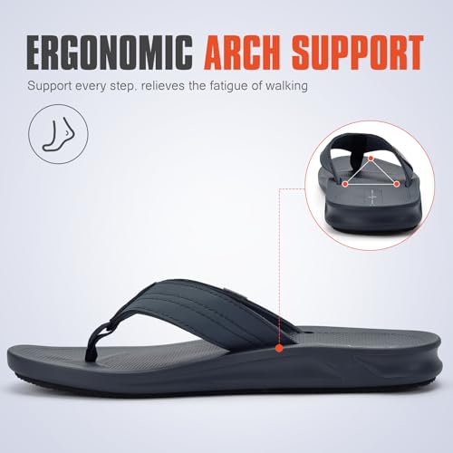 Image of Men's Ultra Soft Cushion Flip Flops with Arch Support, Quick Dry Thong Sandals for Indoor & Outdoor Comfort