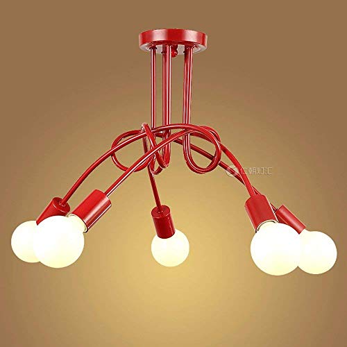 Suspension luminaire rouge industrielle 55x40cm en fer
