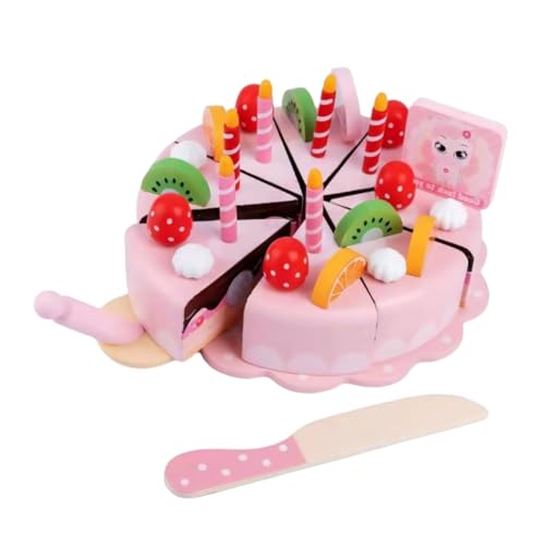 TOYANDONA 1 Juego Pastel de Juguete Juguetes de Cocina Juguetes Tractores para Juguetes para casa de Juegos para Juguetes de Madera para Cortar Pasteles Rosa