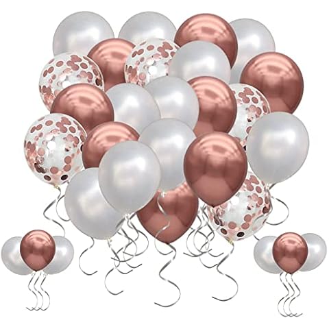Holderzwu 70pcs Latex Balloon Set Including Rose Gold Balloons ,White Balloons and Confetti Balloons for Home Party, Birthday, Weddings and Graduation Bridal Shower Party Decoration Cover