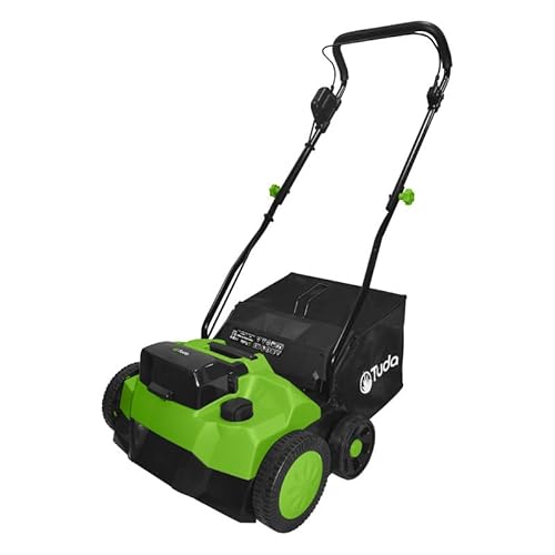 Tuda Cordless Artificial Grass Sweeper 40V – Brushless Motor, 14.2" Width, 5 Depth Settings, 20.6-Gallon Collection Bag, Includes 2x 4Ah Batteries & Fast Chargers
