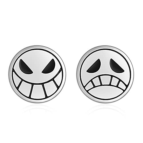 POPLYKE Anime Stud Earrings 925 Sterling Silver One Piece Anime Skeleton Stud Earrings Cosplay Jewelry Earrings for Women Man
