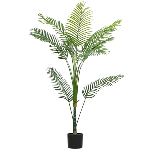 HOMCOM Plante Artificielle intérieure 150 cm, Palmier Areca Arbre Artificiel avec Pot en Plastique et Flocage, Feuilles en PE, Fausse Plante Vert décoration...