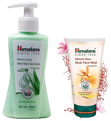 Image of Himalaya Moisturizing Aloe Vera Face Wash, 200ml and Himalaya Fairness Kesar Face Wash, 150ml