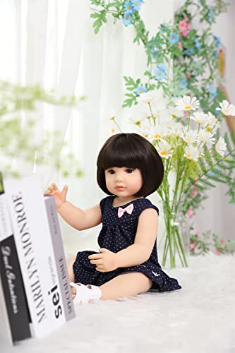 ZIYIUI 22" 55cm Puppe Reborn Baby Reborn Babypuppen Weich Vinyl Silikon - Lächelndes Mädchen – Bild 6