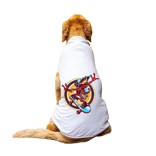 Image of Dog T-Shirt Cali Skater Printed Round Neck Sleeveless Tank /Tee Comfort, Breathable, Lightweight Dog Clothes /Apparel for Small /Medium and Big Dogs Breeds.(White /XS)