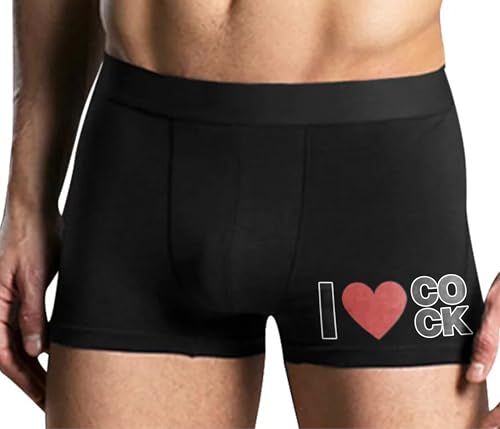 Knaughty Knickers I Heart Cock Love Dick Slutty Whore Black Mens Boxer Brief Adult Fun Design
