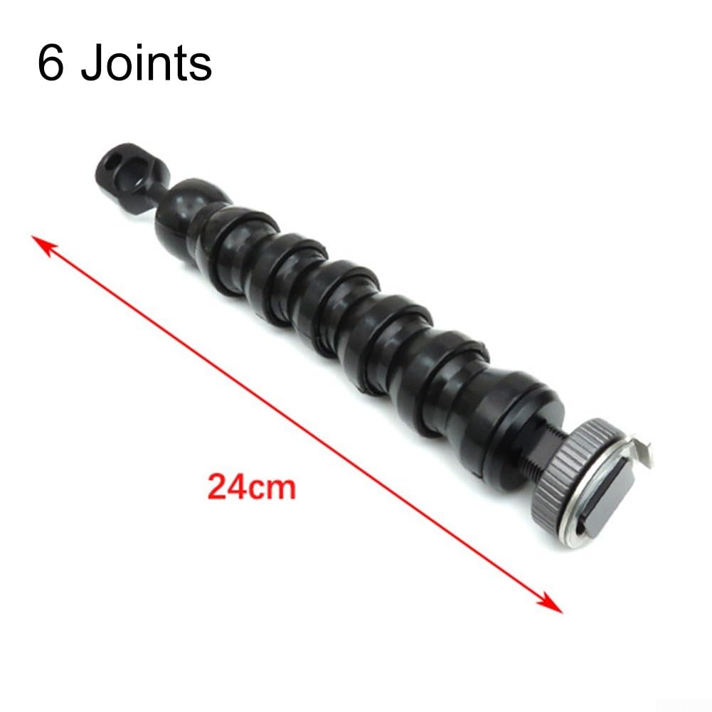 Braccio leggero flessibile per fotocamera subacquea, in acciaio inox SS316 con testa YS e supporto Hot Shoe, opzioni di giunzione 4/6/8/10, nero (4 giunti)