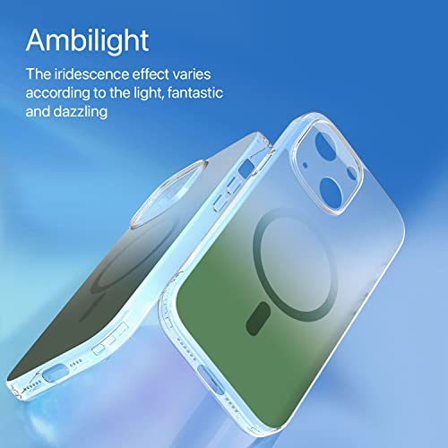 Image of Vaku Luxos Zurich MAGPRO Gradient Colored for iPhone 14 Plus Cover Case, Transparent, 6 Feet Drop Protection, Shockproof, Scratch Resistant, Slim, Compatible with MagSafe Back Cover - Green