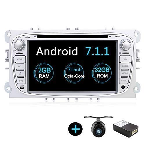 Android 7.1 Quad-Core 2G-RAM 32G-ROM Wifi Model 7" 1024 * 600 Full touch-screen Ford Focus Car DVD CD player GPS 2 din Stereo GPS Navigation free Camera &Canbus,Color Sliver
