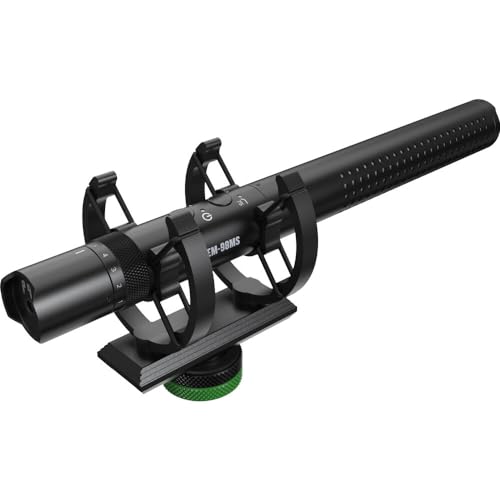 MACKIE EM-98MS micrófono de cañón profesional USB con batería recargable, soporte de zapata fría para suspensión y salida de auriculares