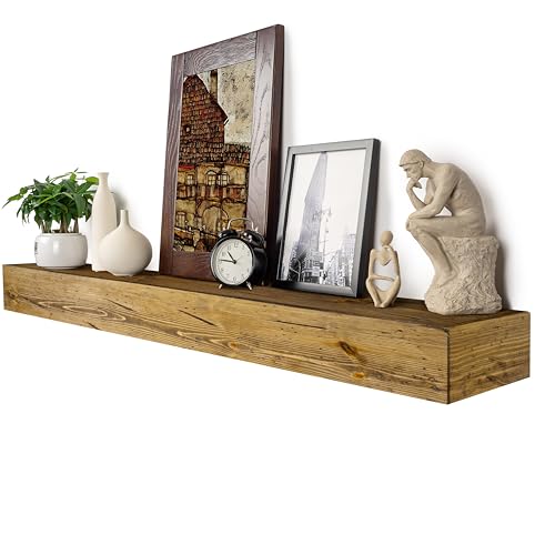 XWNE Distressed Fireplace Mantel – Wall-Mounted Mantel for Over Fireplace – Farmhouse Distressed Fireplace Mantel Shelf – Handcrafted Solid Wood Floating Mantel –72 Inches × 8 × 6 – Walnut Finish