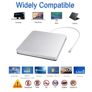 VikTck External USB-C SuperDrive DVD CD Drive Portable DVD CD Reader/Burner for Apple-MacBook Air/Pro/iMac/Mini/MacBook Pro/ASUS/DELL/Laptop with USB-C Port Plug and Play