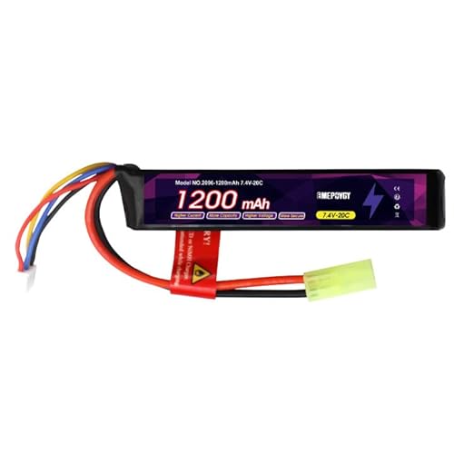 EMEPOVGY 2S Softair Lipo Akku 7,4V 20C 1200 mAh Wiederaufladbarer Lithium Polymer Batterie Pack für Airsoft Waffen Gun Pistole Rifle - 2096 Cover