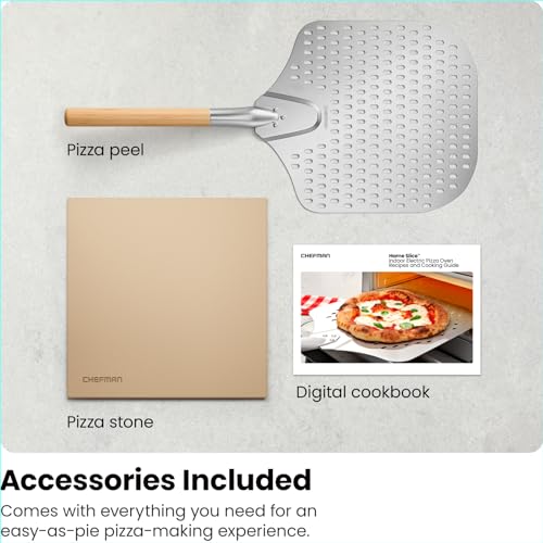 CHEFMAN Indoor Pizza Oven - Makes 12 Inch Pizzas in Minutes, Heats up to 800F - Countertop Electric Pizza Maker with 5 Touchscreen Presets, Pizza Stone and Peel Included - Stainless Steel - image 8