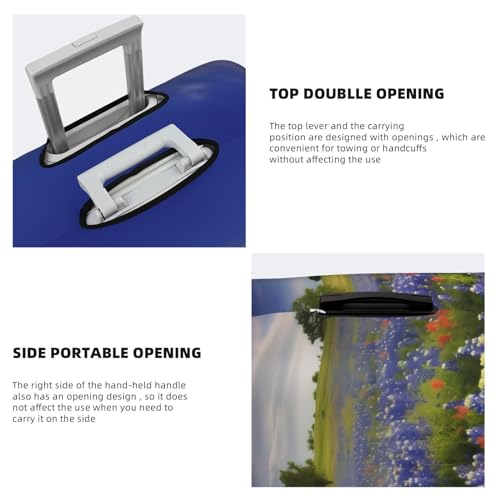 Luggage Cover Protector Washable Stretch Suitcase Protector Texas Bluebonnets Scenery Suitcase Cover Anti-Scratch Travel Baggage Covers Fits 18-32 Inch Luggage Protectors4