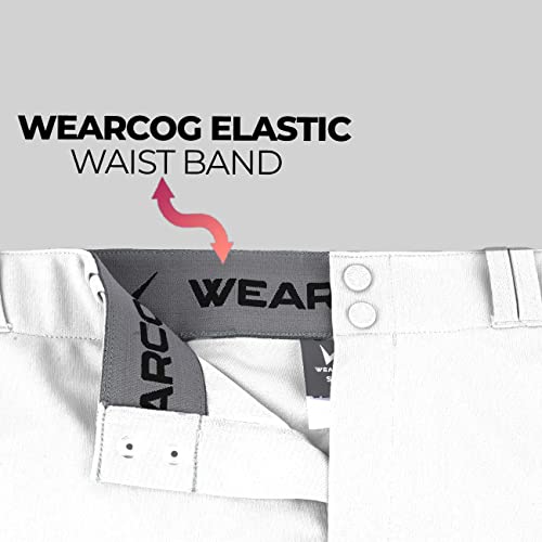 Wearcog Men's Baseball Pant | White Adult Full Length Loose Fit Baseball Pants Extra Large Size #TOP4