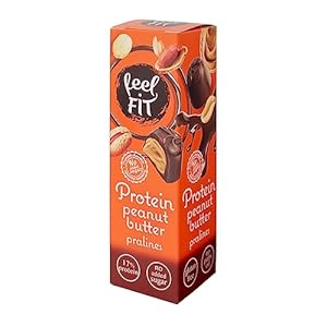 Feel FIT Protein Chocolats au beurre de cacahuètes dans du chocolat au lait belge, sans sucre ajouté, 17 % de protéines, sans gluten 33 g (1 paquet)