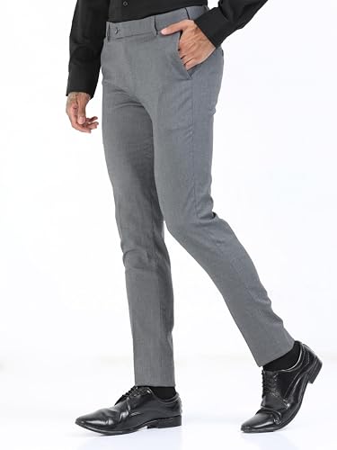 Image of Mc Henry Men's Techno Flex 2inch- Waist Expandable Wrinkle Free Stretchable Striped Slim Fit Elite and Luxurious Formal Trousers for Men