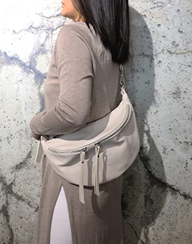 SH Leder Damska stylowa saszetka biodrowa z prawdziwej skóry, na festiwal, podróż, duża, elegancka torba crossbody, regulowany pasek na ramię 37 x 21 cm, INA G676, żółty, L, Modna torba biodrowa