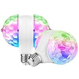 [2-Pack] Disco Lights for Parties, Colorful Rotating Magic Ball Lights with 2 Light Bulbs, RGB LED Stage DJ Light for Home Room Dance Birthday Karaoke Halloween Christmas Wedding Show Club Decorations
