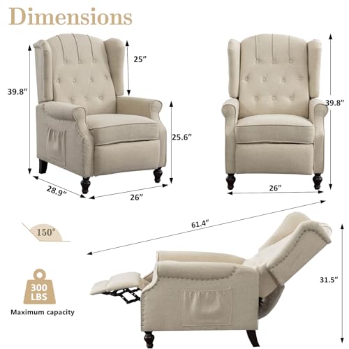 Sillón Recliner Plegable Beige miniatura 2