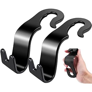 acdokuk 2 Pieces Car Back Seat Headrest Hook Clothes Hanger Car Hook Car Storage Hooks Car Seat Hook for Bags Handbag Organizer Black