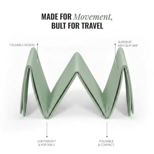 Image of WiseLife Foldable Travel Yoga Mat for Women & Men (Mint-Green)