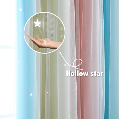 Image of Anytime Star Blackout Curtains for Girls Bedroom Kids Room,Green
