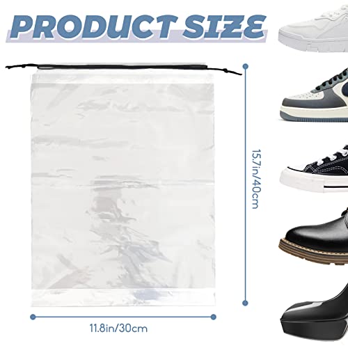 50 Pcs Shoe Bags for Travel,Large Transparent Travel Shoe Bags for Packing,Clear Plastic Drawstring Bags Shoe Dust Bags,Portable Shoes Organizers Pouch with Rope for Men and Women2