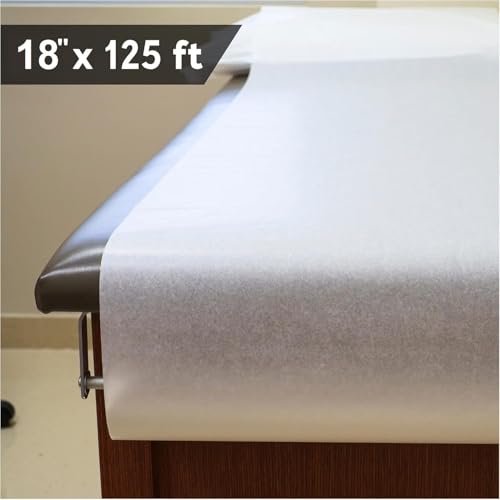 Image of Exam Table Paper - 18''x125' Disposable Standard White Crepe - Paper Rolls for Spas, Doctors, Chiropractors and Massage Tables