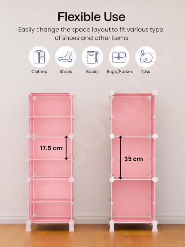 Image of BOXJOY 6 Shelf Plastic Kids Wardrobe with 3 Doors, Sticker Sheet & Holder