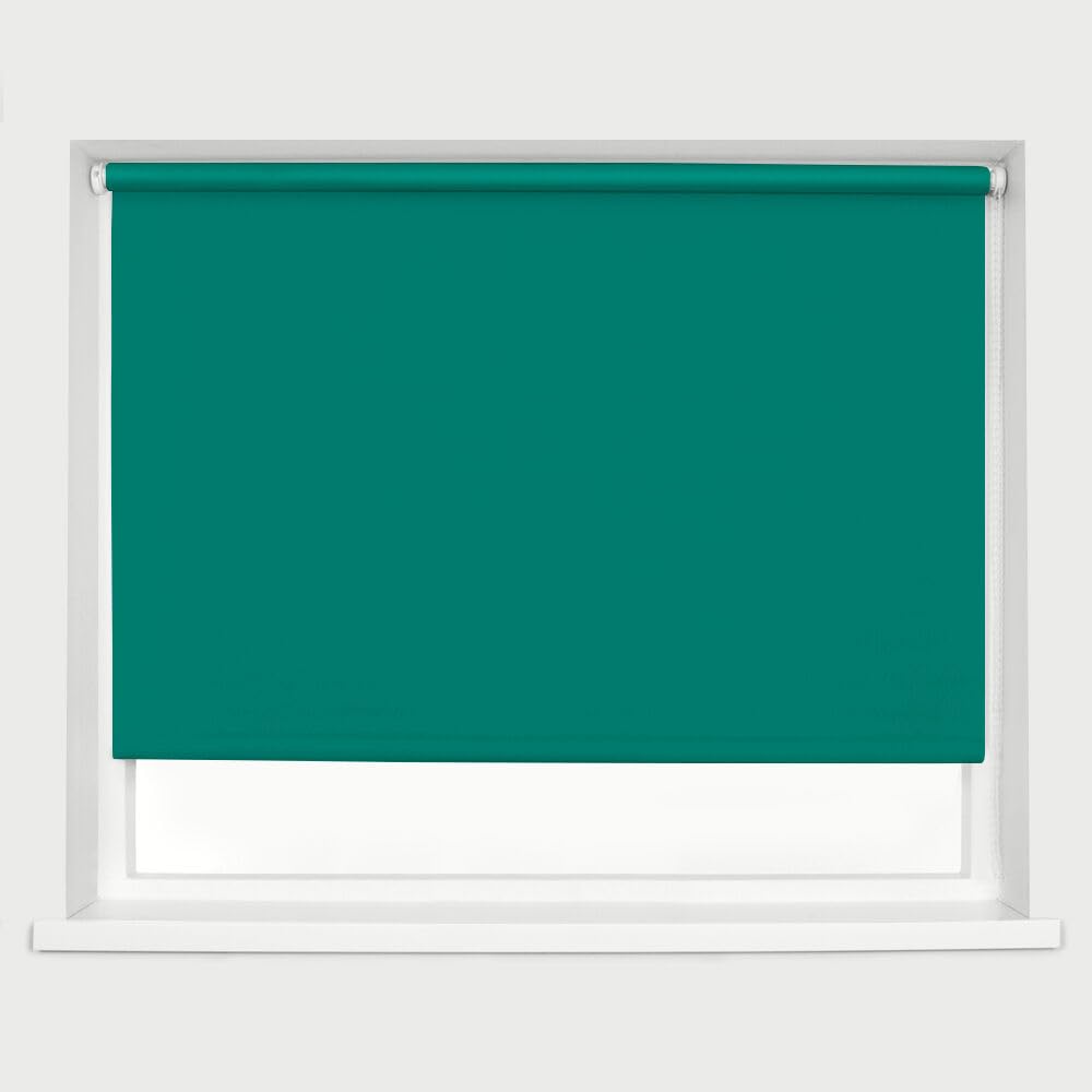 Teal Blackout Roller Blinds Thermal Blackout Material Metal Brackets & FIttings 25mm Roller Tube Easy Fit Child Safe Bedroom Office 120cm Width x 160cm Length โ image 1