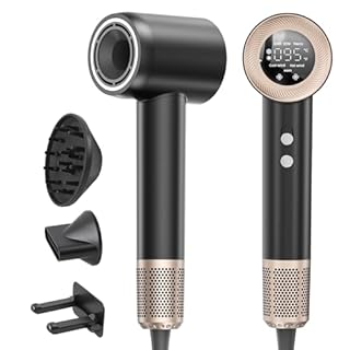 Seche Cheveux, Sèche Cheveux Professionnel Avec Moteur Haute Vitesse 160000 TR/Min, Flux 65 m/s, 300 Millions Ionique Négatifs, Secador 59 dB à Faible Bruit Pour Maison et Voyages, Noir