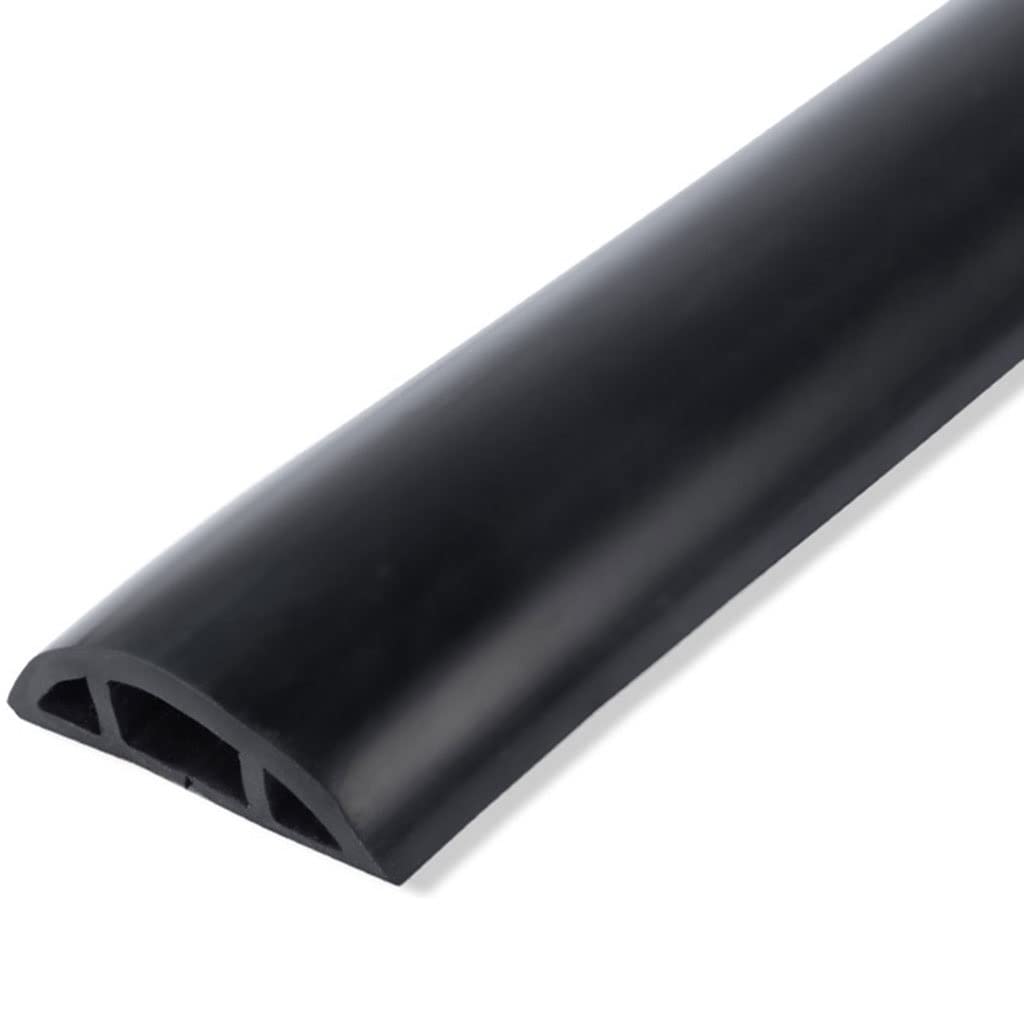 Cubierta De Cable De Suelo Blando De PVC, Canaleta Pasacables Suelo Autoadhesivo para El Hogar, Protector De Cable De Suelo Antideslizante Grueso para Oficina (Color : Black, S : 6m)