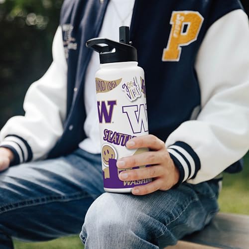 Image of Logo Brands NCAA Native 34 oz Quencher Water Bottle - | Local Icons Design | Double-Wall Insulated| Leak-Proof Lid & Built-In Straw
