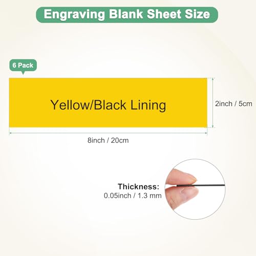 Image of M METERXITY 6-Pack Engraving Blank Materials Double Color 8x2 Inch, 1.3mm Thick ABS Plastic Sheet Yard Signs Name Plate for Door /Office /Home /Conference /Hotel /DIY Carving[Yellow /Black]