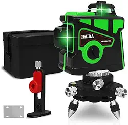 Nível a Laser 12 Linhas Verde 1 Bateria Recarregável 3D Esquadro Prumo Laser HILDA
