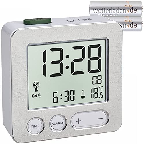 TFA Dostmann 60.2545 Digitaler Funk-Wecker, Silber mit Aluminiumfront