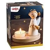 HABA Engel mit Teelicht – Weihnachtliche Holz-Dekoration aus Buchenholz – Stilvoller Schutzengel für Advent & Festliche Atmosphäre – 2012297001